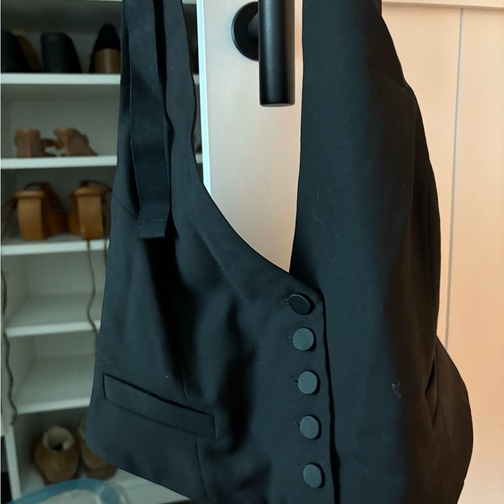 J. Crew Collection Italian Tuxedo Wool Open Back Vest in Black - Picture 3 of 3